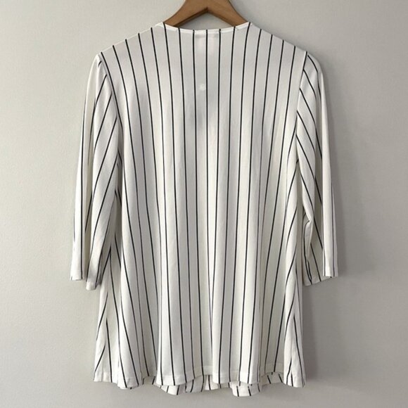 New Kim & Co. White Stripe 3/4 Sleeve Button Front Shirt Top Size XXL bin 4J - Picture 4 of 4